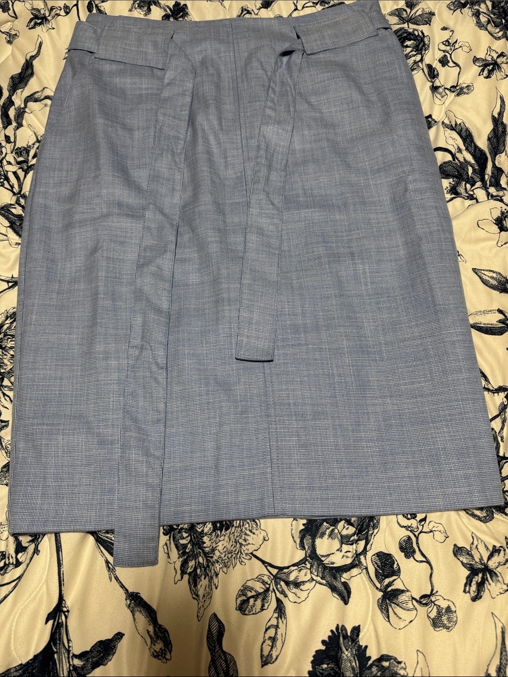 Women's Light Blue Banana Republic Flat-Front Pencil Skirt with Self-Tie Waist
